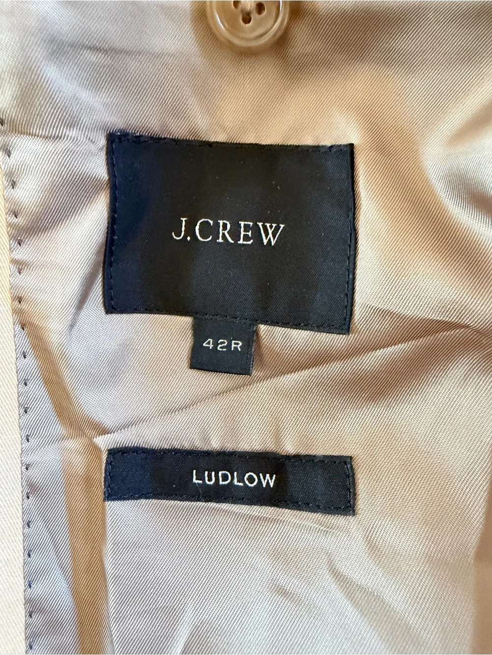 J Crew Ludlow slim fit cotton chino tan suit coat